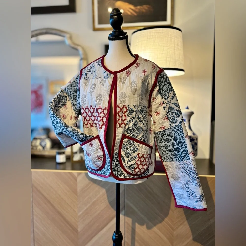 🧵 HANDMADE (by me!) Patchwork Quilted Short Jacket - SMALL/MEDIUM - Picture 4 of 15
